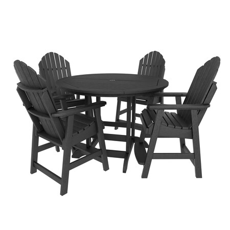 Highwood Usa Hamilton 5pc Round Counter Height Outdoor Patio Furniture Dining Set AD-CNA48-BKE